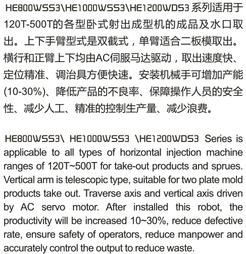 HE800WSS3\HE1000WSS3\HE1200WDS3三轴伺服横走式机械手